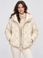 Women's Loose Hooded Quilted Cropped Jacket with Zip Closure