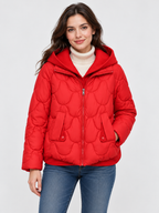 Women's Loose Hooded Quilted Cropped Jacket with Zip Closure