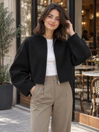 Women's Loose Stand-Collar Zip Knit Coat