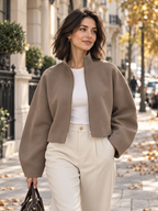 Women's Loose Stand-Collar Zip Knit Coat