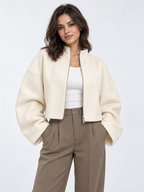 Women's Loose Stand-Collar Zip Knit Coat
