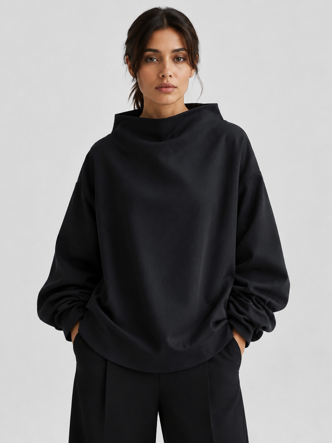 Women’s Oversized Funnel-Neck Jumper with Long Sleeves