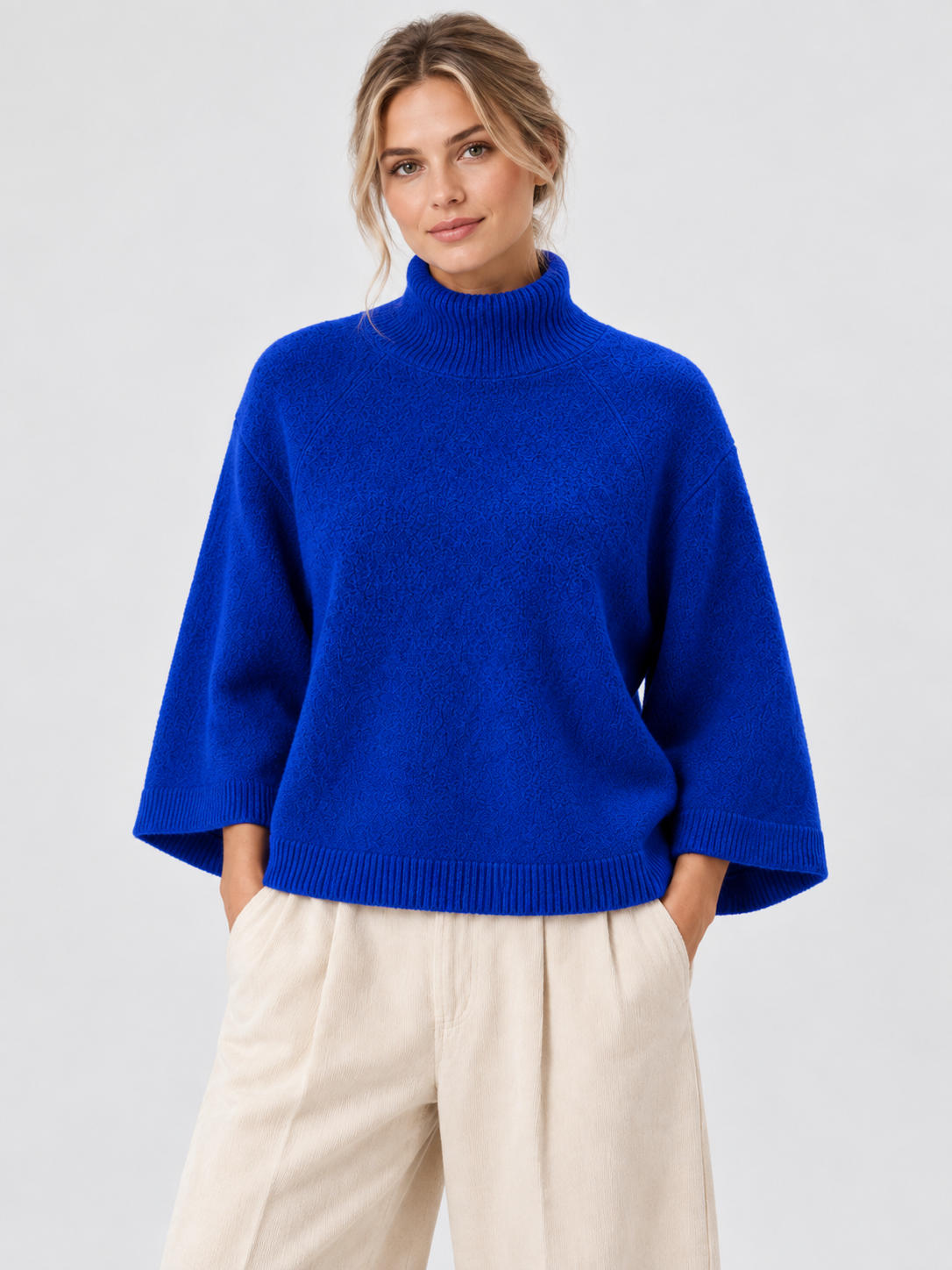 Women’s Oversized Mock Neck Jumper with Bell Sleeves