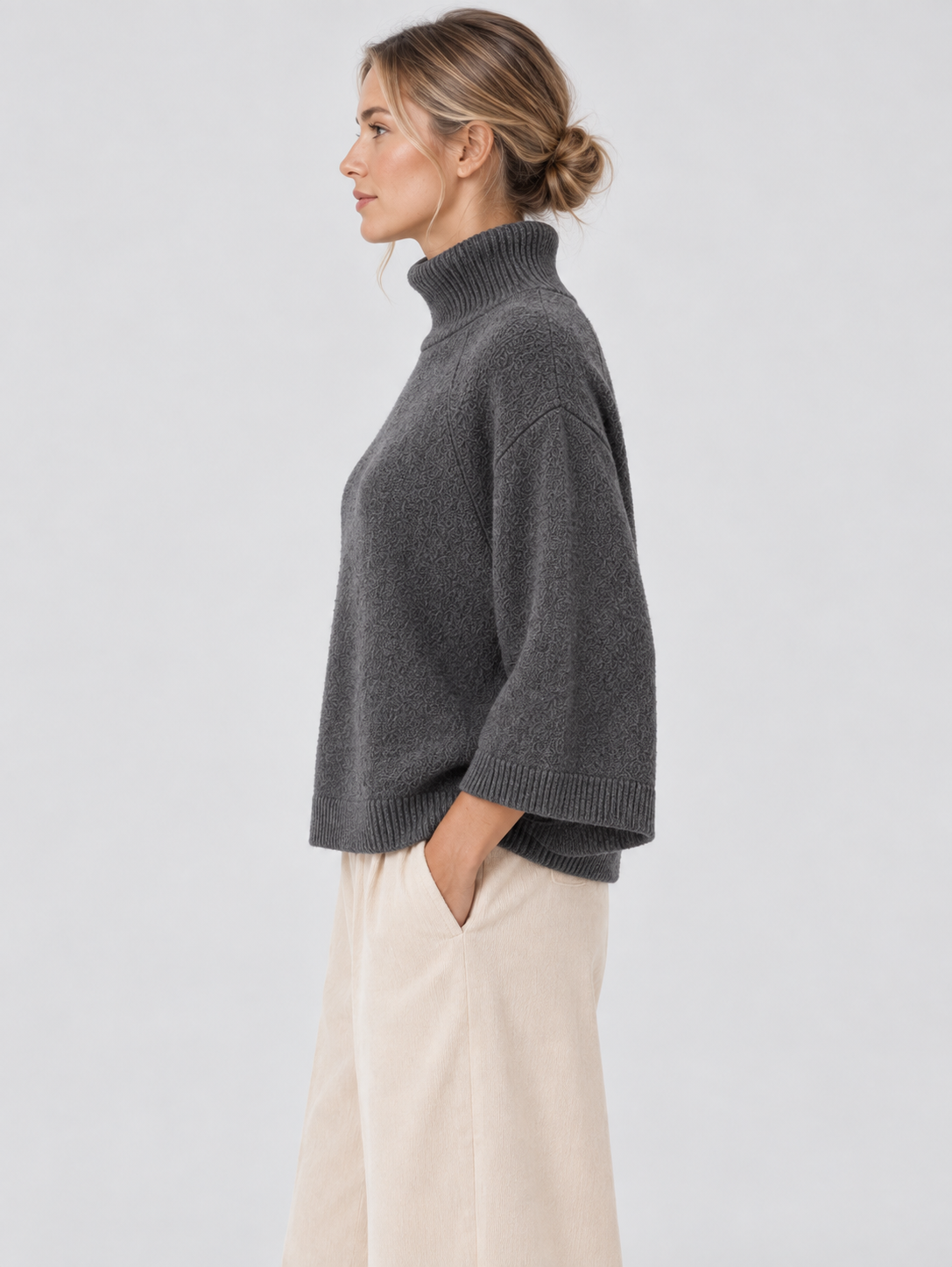 Women’s Oversized Mock Neck Jumper with Bell Sleeves