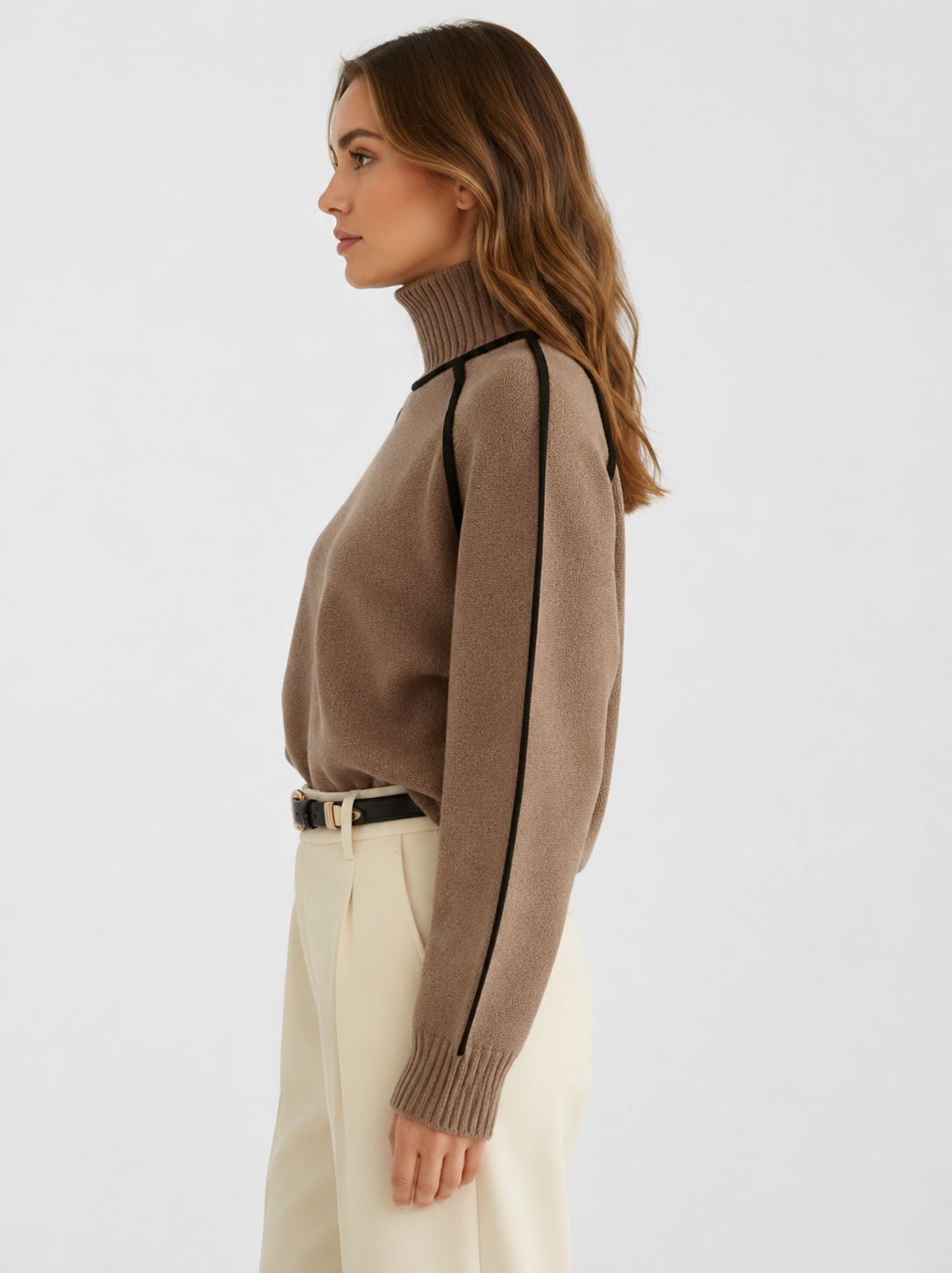 Women’s Oversized Ribbed Knit Jumper with Roll Neck