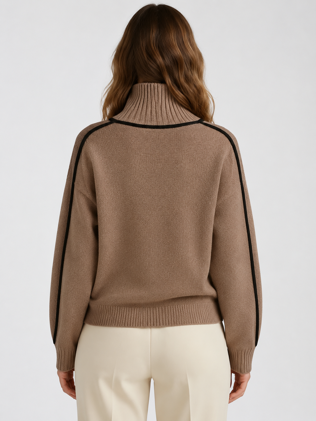Women’s Oversized Ribbed Knit Jumper with Roll Neck
