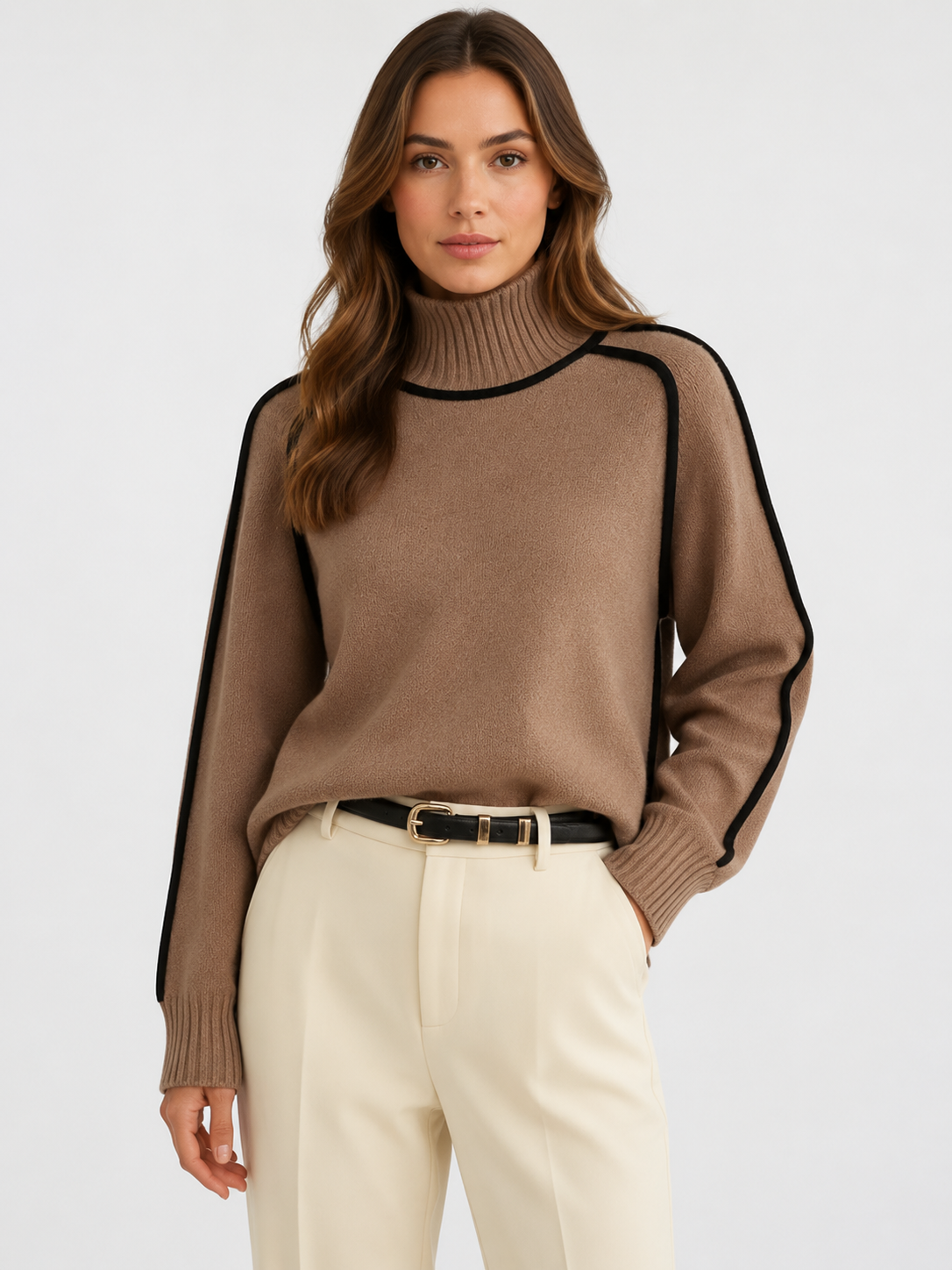 Women’s Oversized Ribbed Knit Jumper with Roll Neck