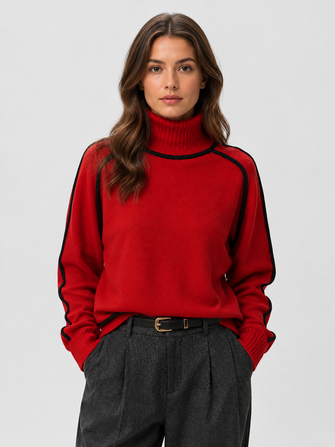 Women’s Oversized Ribbed Knit Jumper with Roll Neck