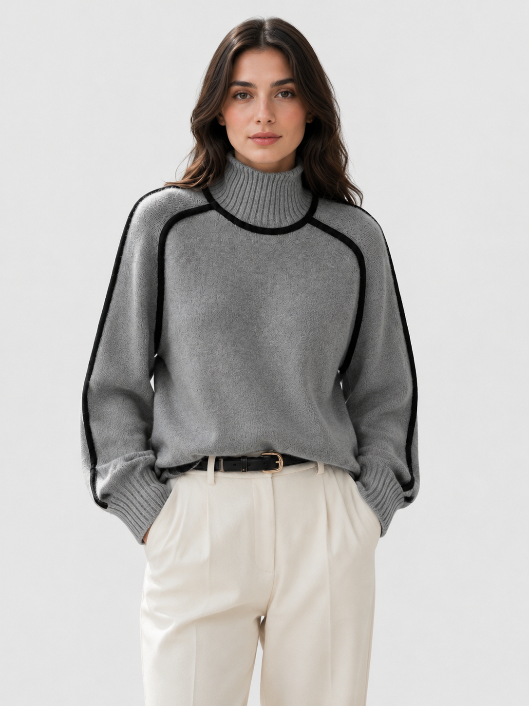 Women’s Oversized Ribbed Knit Jumper with Roll Neck