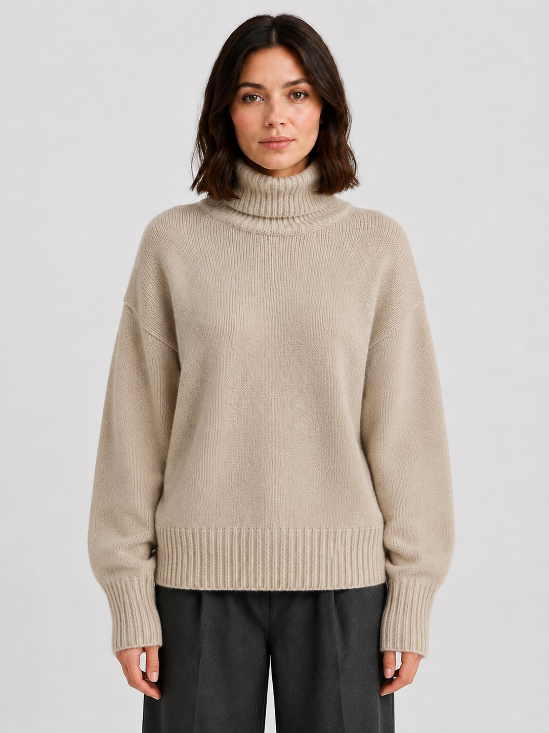 Women’s Oversized Roll-Neck Jumper with Long Sleeves