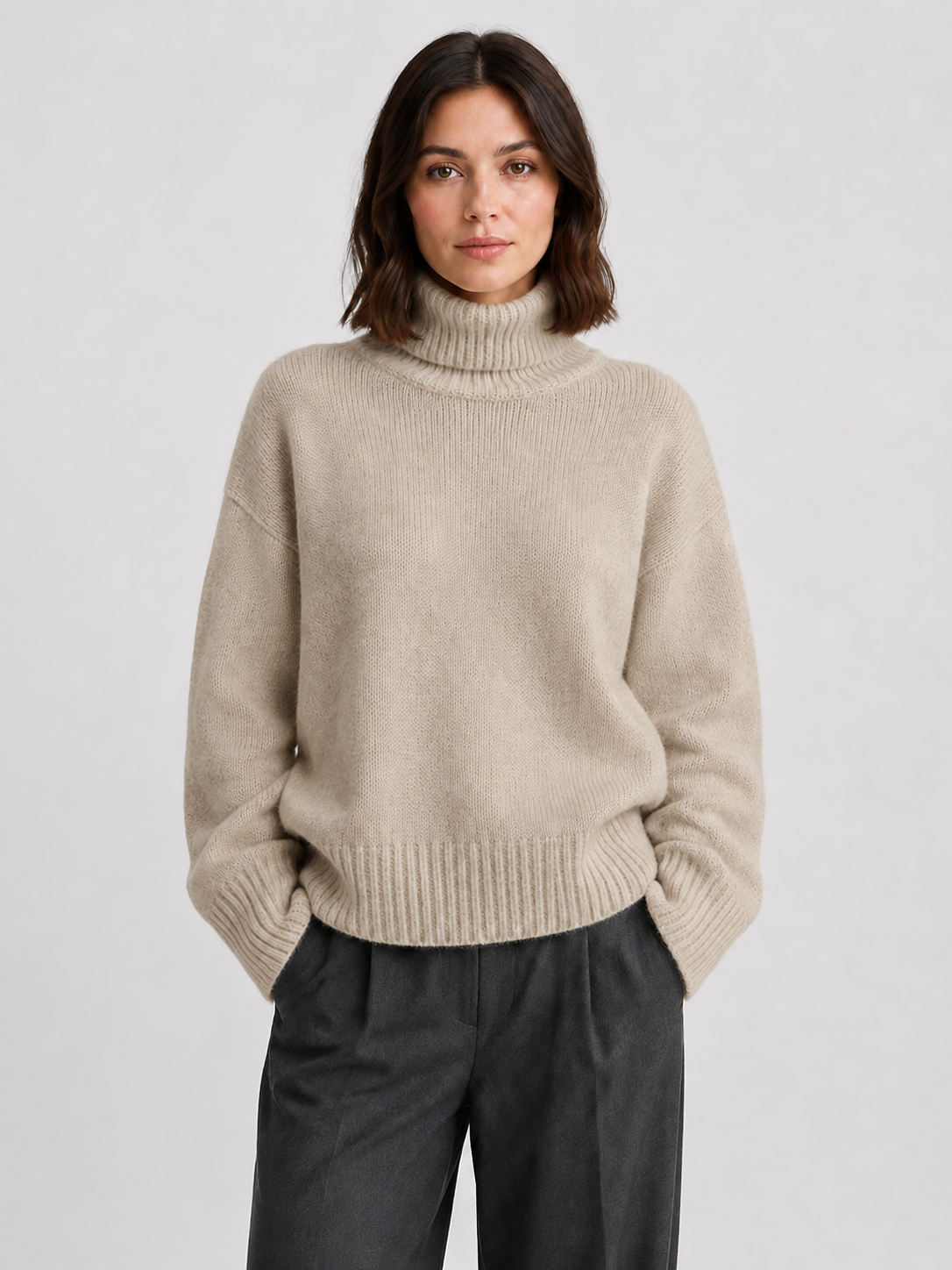 Women’s Oversized Roll-Neck Jumper with Long Sleeves
