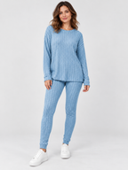 Women's Round-Neck Knit Sweater and Loose Trousers Set