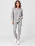 Women's Round-Neck Knit Sweater and Loose Trousers Set