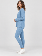 Women's Round-Neck Knit Sweater and Loose Trousers Set