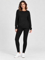Women's Round-Neck Knit Sweater and Loose Trousers Set