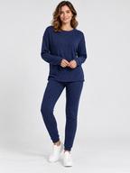 Women's Round-Neck Knit Sweater and Loose Trousers Set