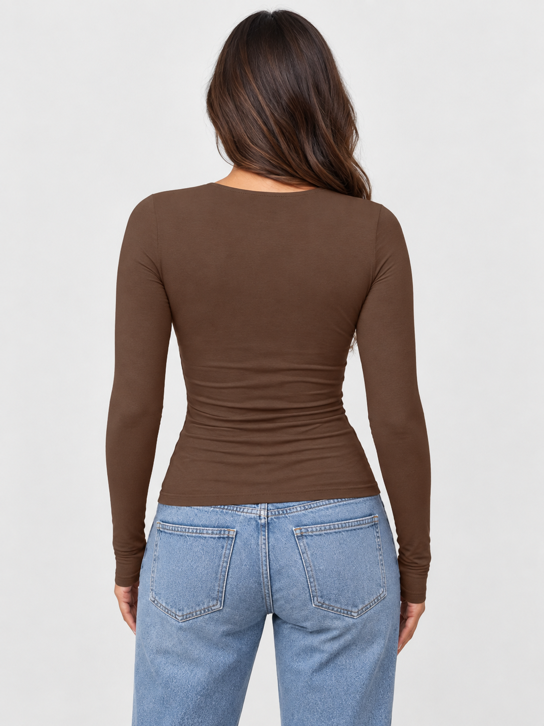 Women's Round Neck Long-Sleeve Cropped T-Shirt