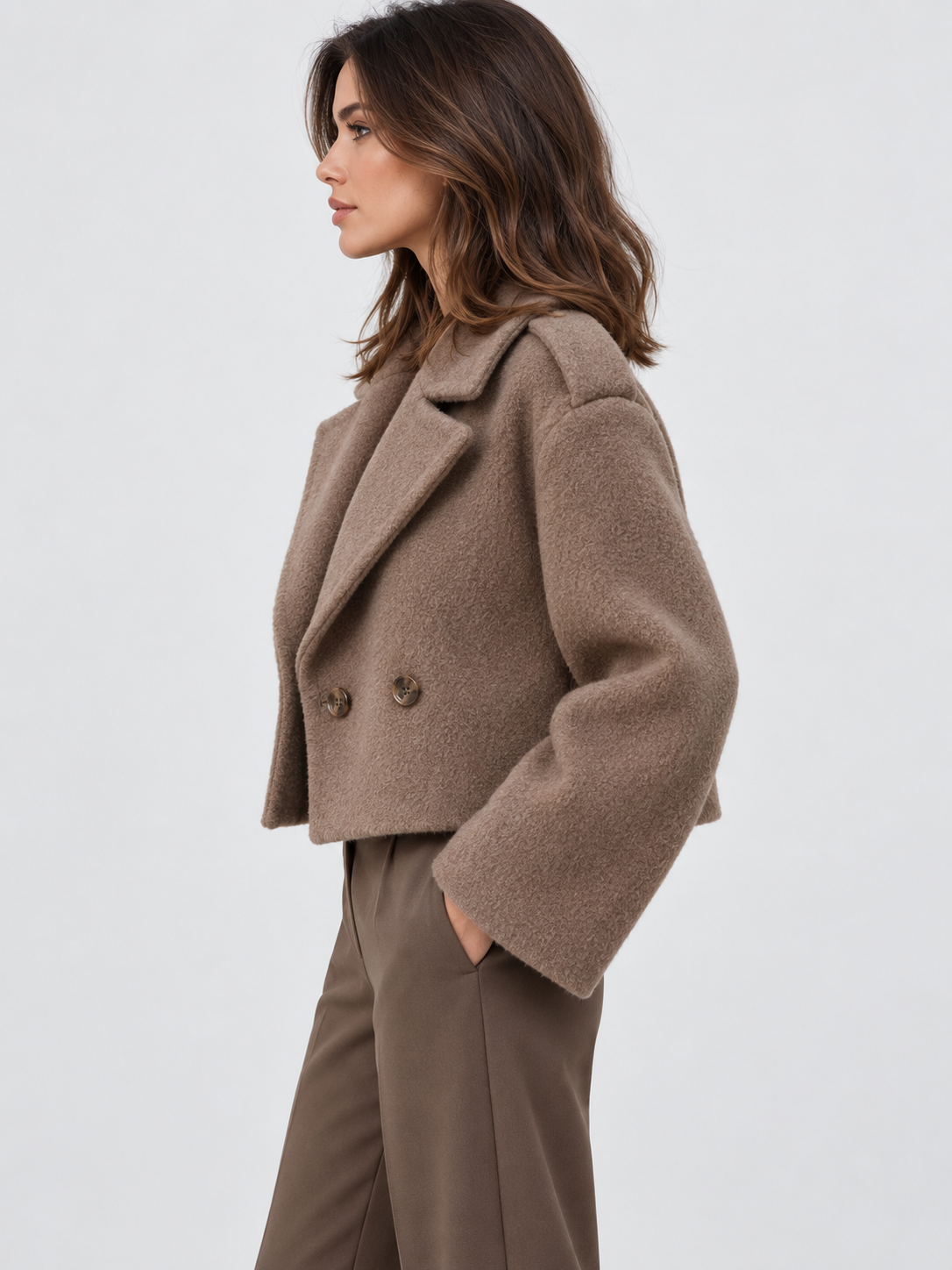 Women's Short Wide Lapel Trench Coat