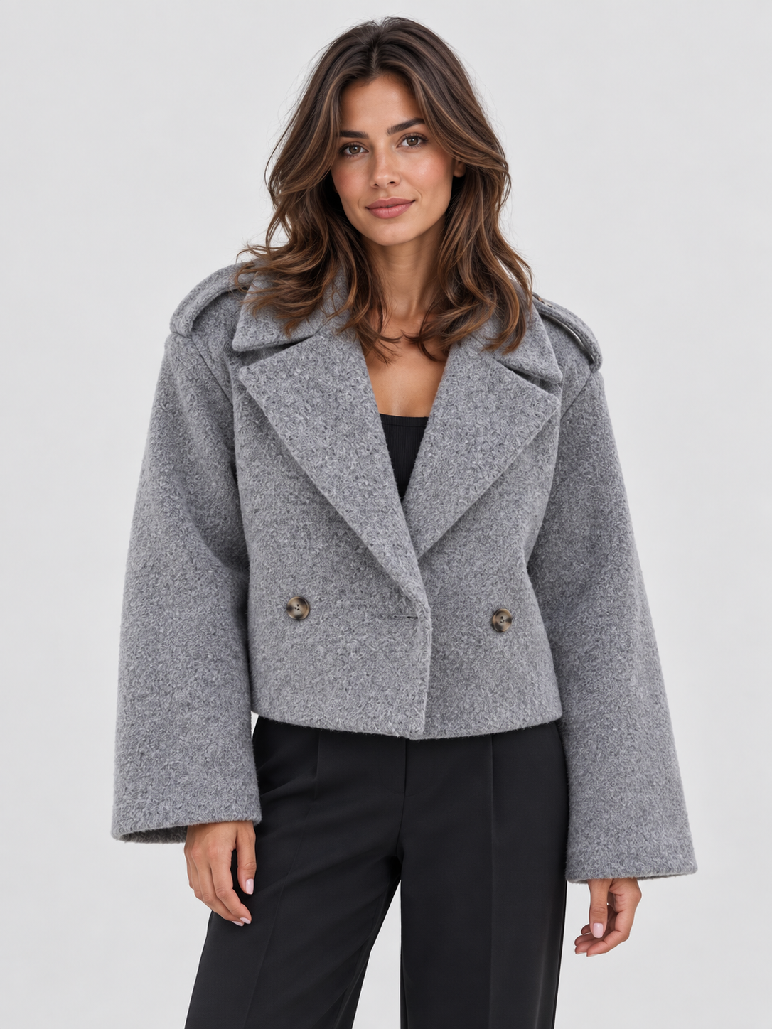 Women's Short Wide Lapel Trench Coat