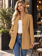 Women's Single-Breasted Mid-Length Wool Coat