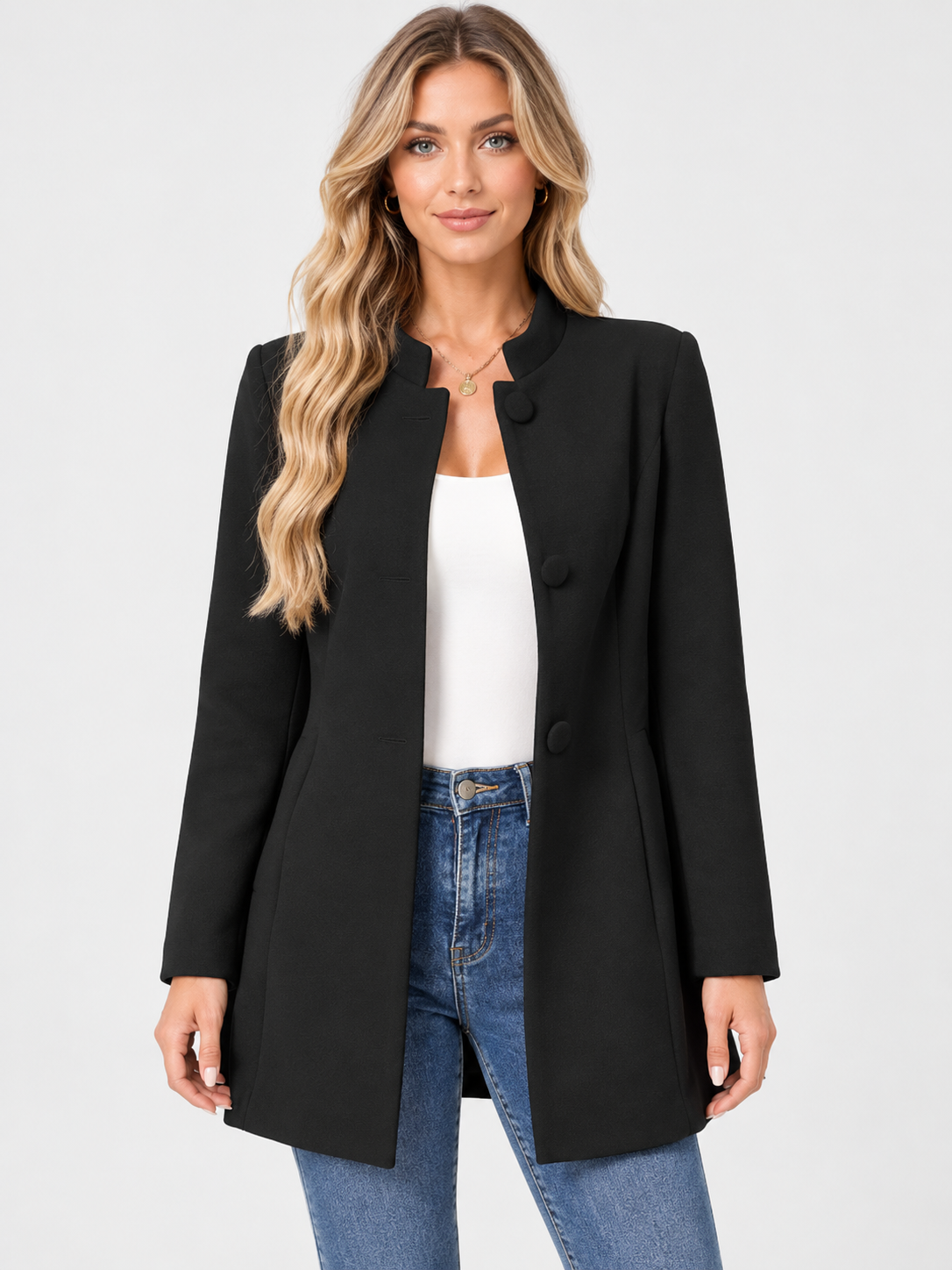 Women's Single-Breasted Mid-Length Wool Coat