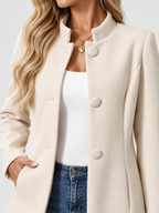 Women's Single-Breasted Mid-Length Wool Coat