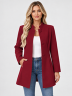 Women's Single-Breasted Mid-Length Wool Coat