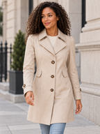 Women’s Single-Breasted Trench Coat with Button Cuffs