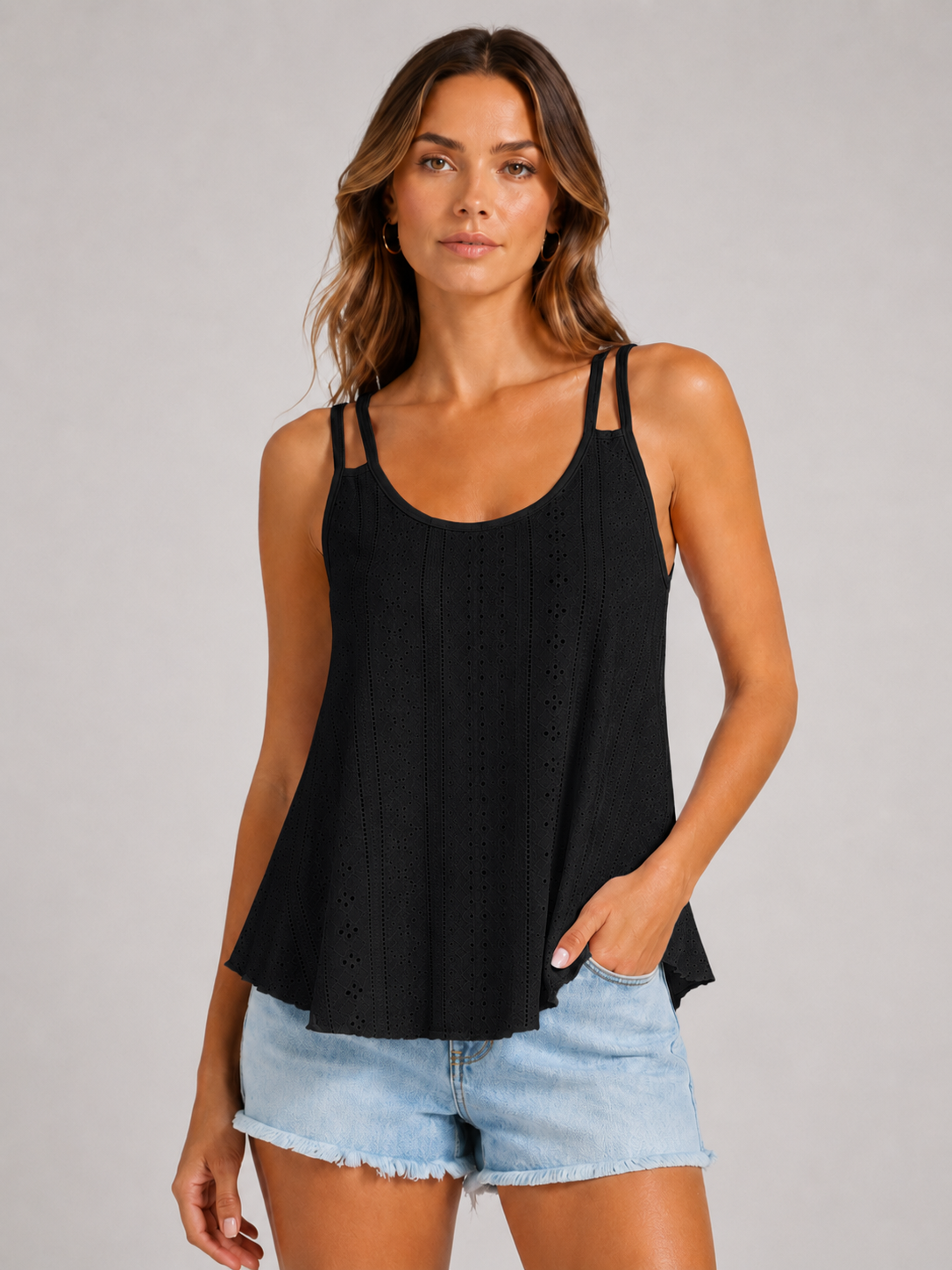 Women’s Sleeveless Top with Hollow Out Detail