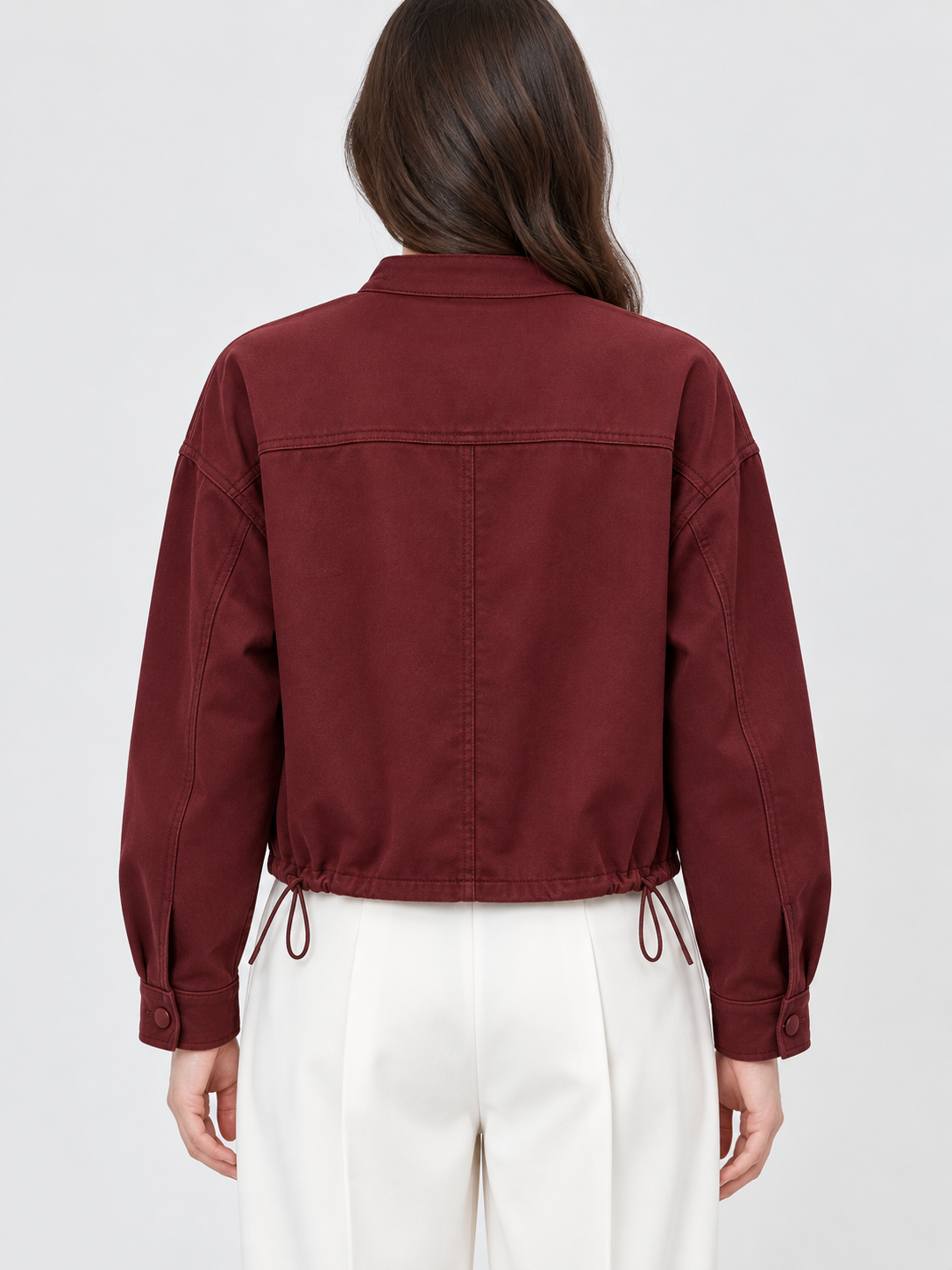 Women's Stand Collar Long-Sleeve Cropped Jacket