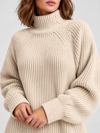 Women's Turtleneck Long-Sleeve Loose Knit Sweater Dress
