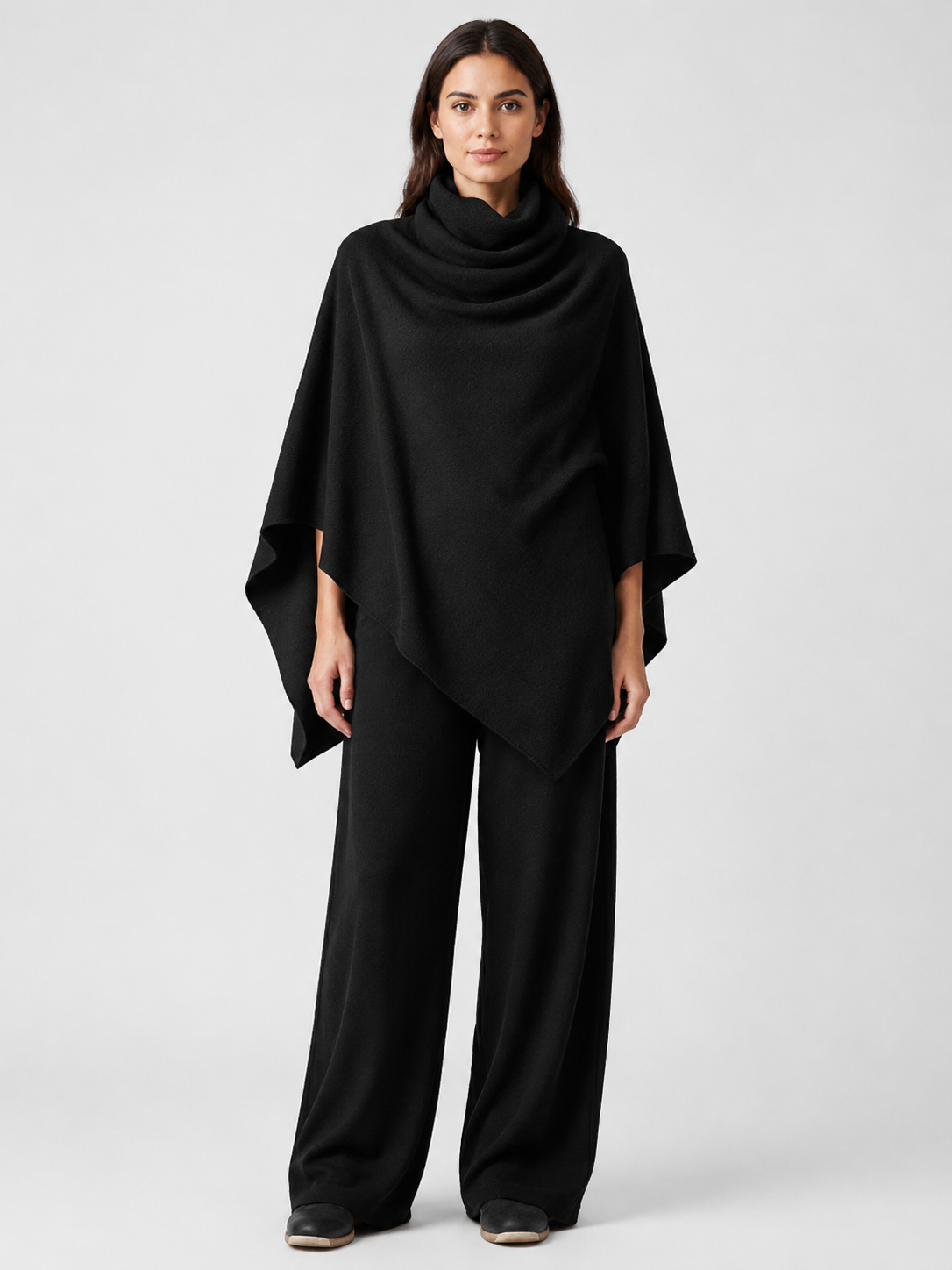 Women’s Two-Piece Trouser Set with Cowl-Neck Asymmetric Top