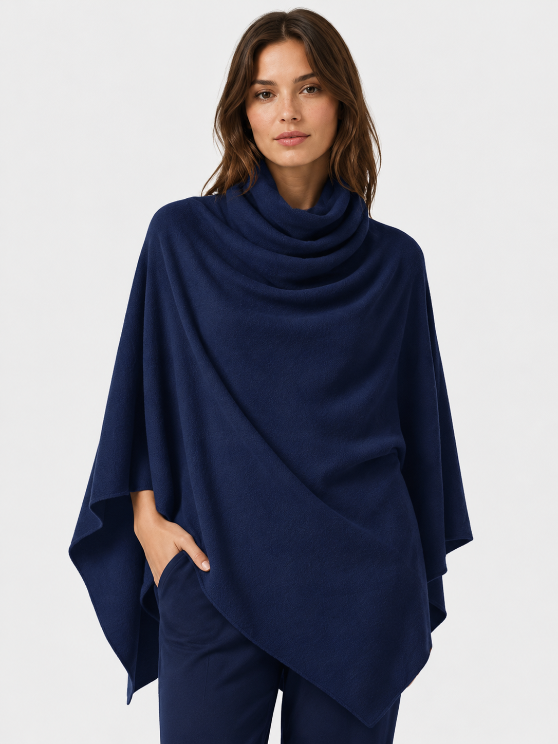 Women’s Two-Piece Trouser Set with Cowl-Neck Asymmetric Top