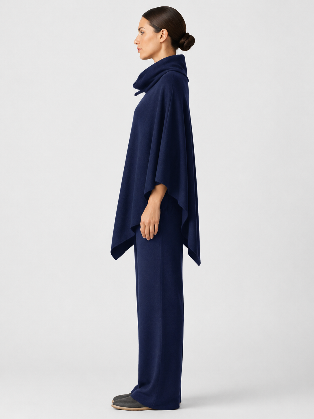 Women’s Two-Piece Trouser Set with Cowl-Neck Asymmetric Top