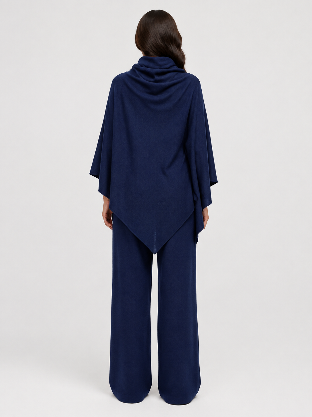 Women’s Two-Piece Trouser Set with Cowl-Neck Asymmetric Top