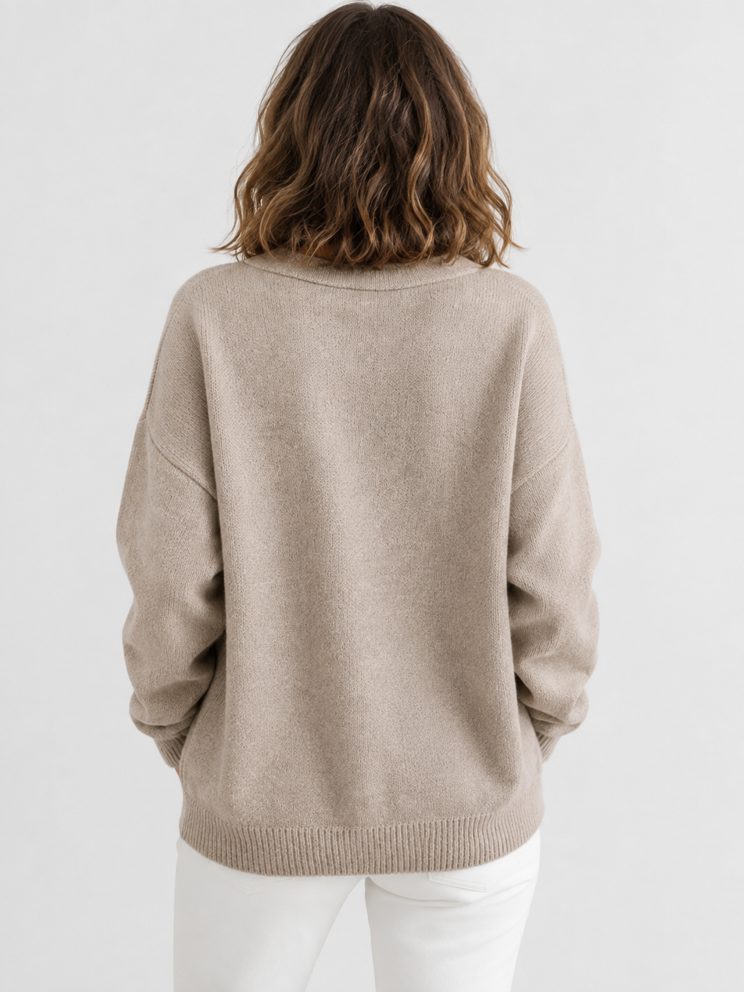 Women’s V-Neck Jumper with Dropped Shoulders
