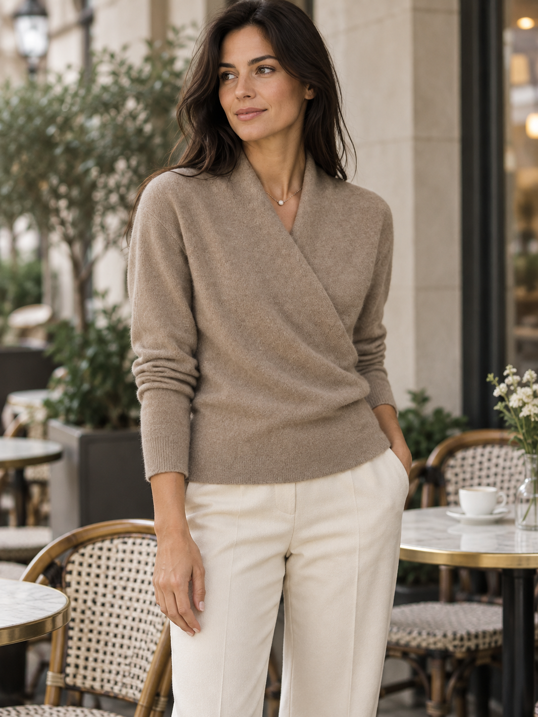 Women's V-Neck Wrap Cashmere Jumper