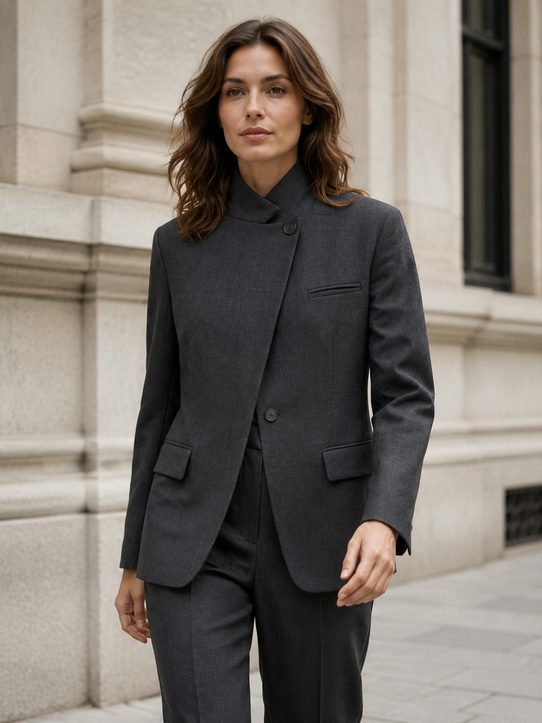 Women's Asymmetric Single Button Blazer