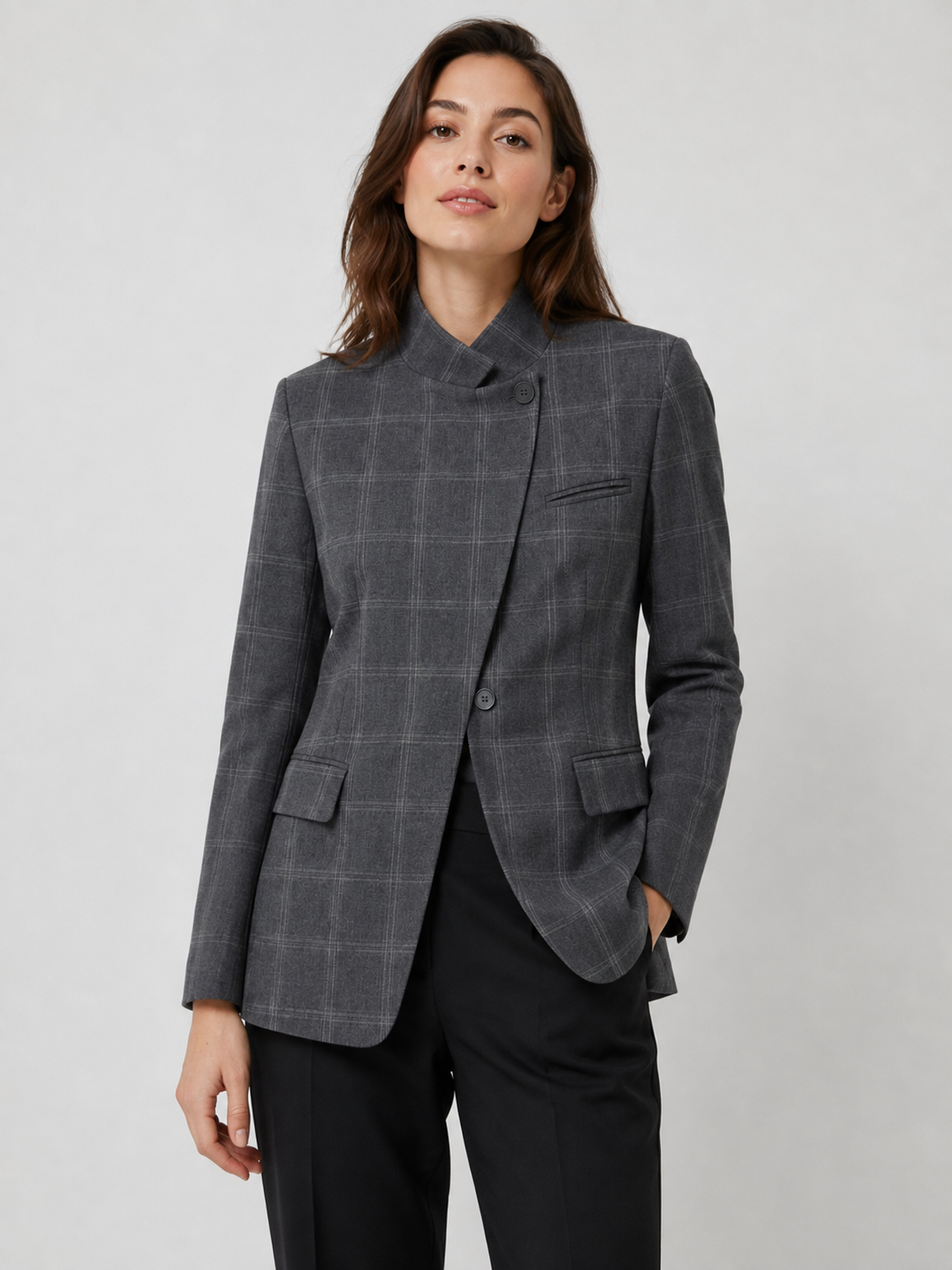 Women's Asymmetric Single Button Blazer
