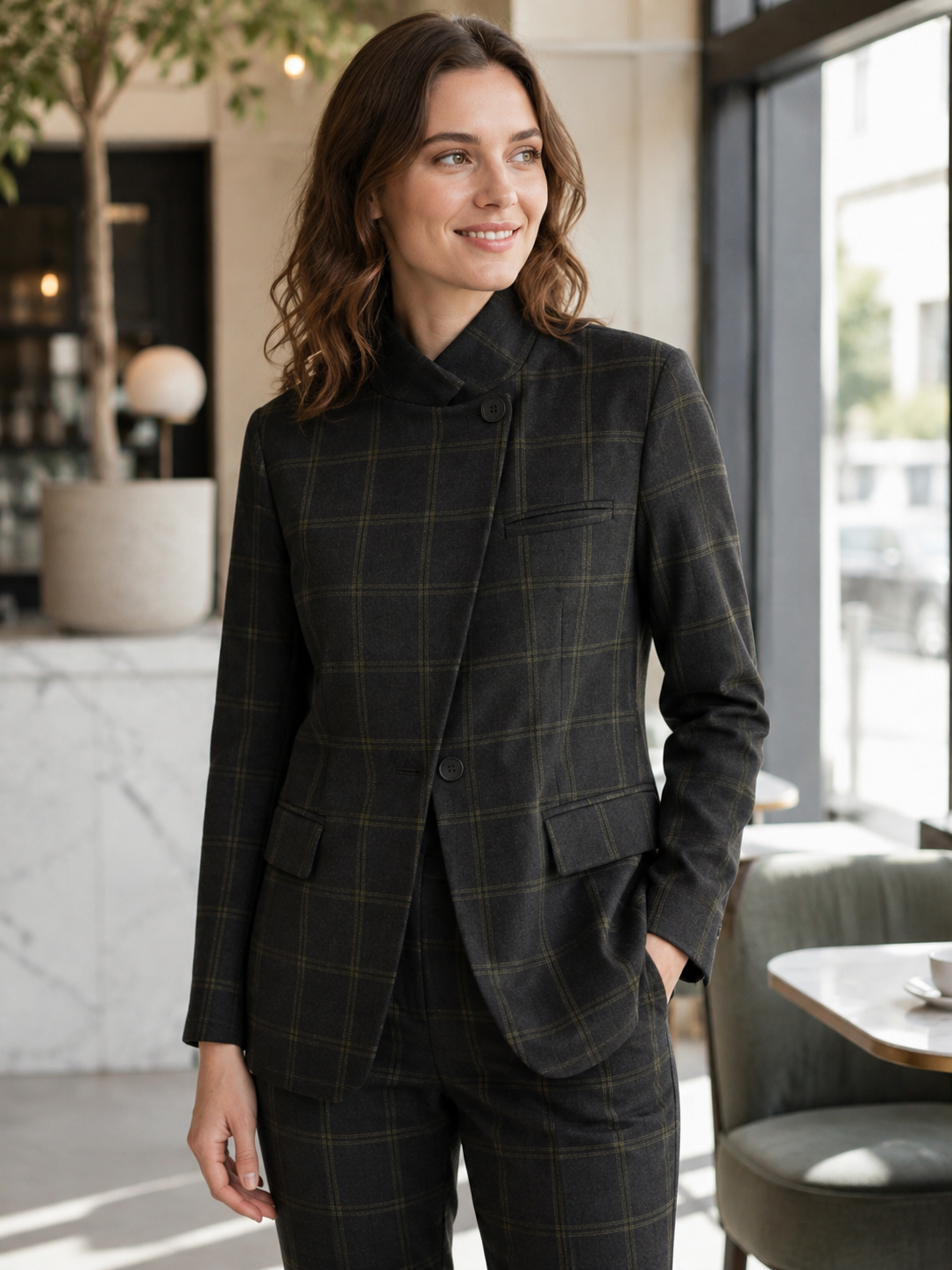 Women's Asymmetric Single Button Blazer