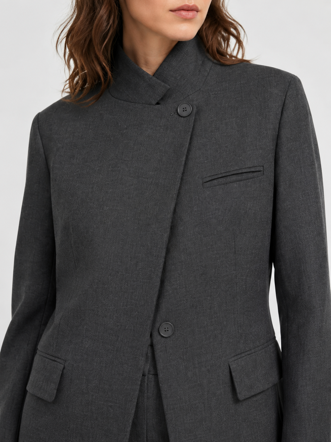 Women's Asymmetric Single Button Blazer