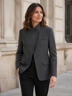 Women's Asymmetric Single Button Blazer
