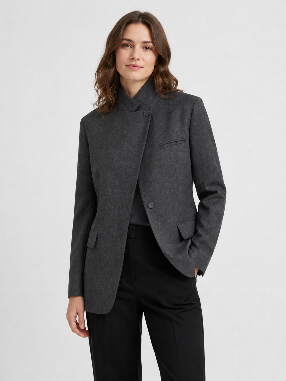 Women's Asymmetric Single Button Blazer