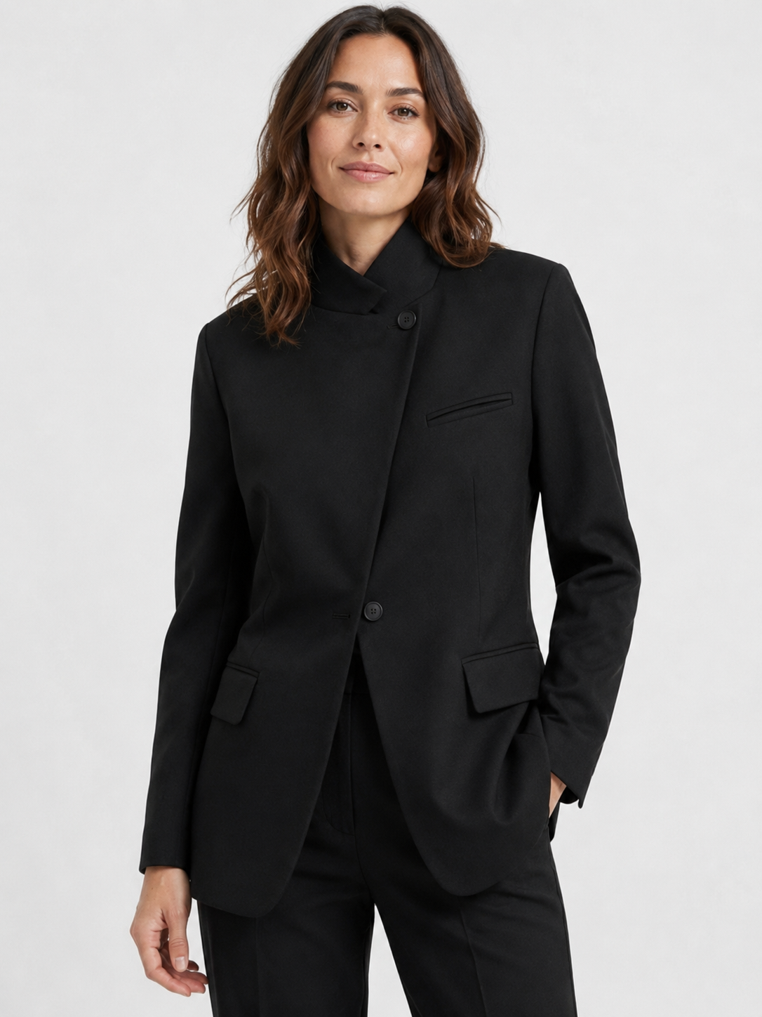 Women's Asymmetric Single Button Blazer