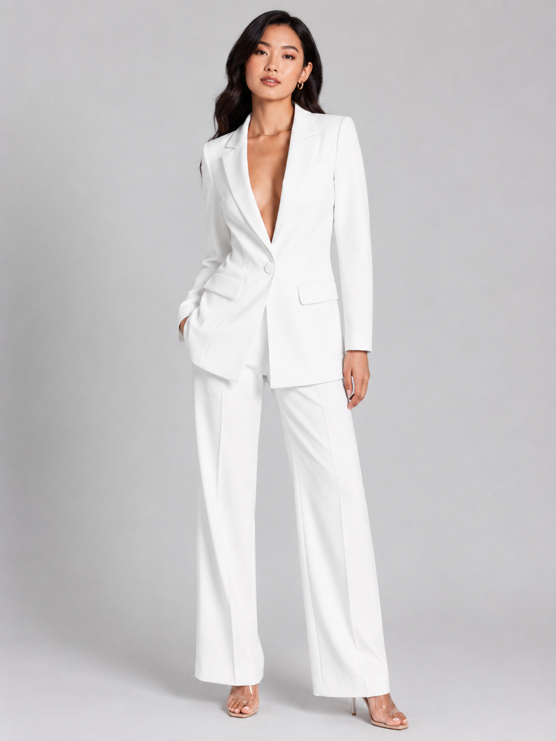 Women’s Blazer and Trousers Set with Single Button
