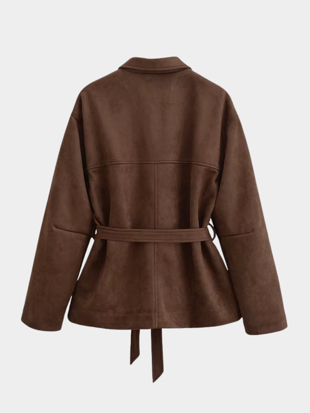 Women’s Button-Front Belted Jacket with Pointed Collar