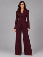 Women’s Button Blazer and Wide-Leg Trouser Set