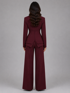 Women’s Button Blazer and Wide-Leg Trouser Set