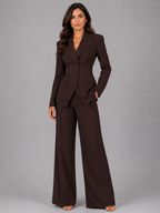 Women’s Button Blazer and Wide-Leg Trouser Set
