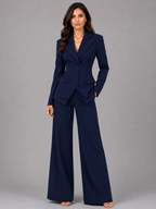 Women’s Button Blazer and Wide-Leg Trouser Set